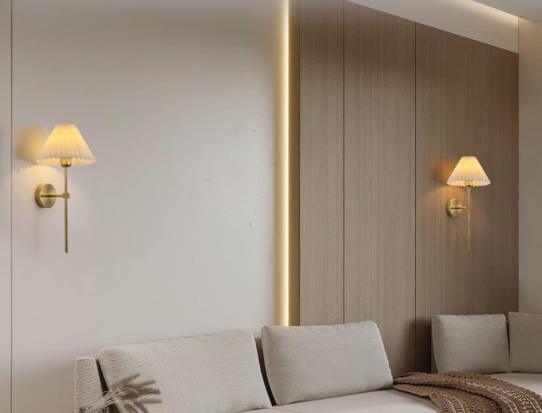 Bronzen linnen wandlamp