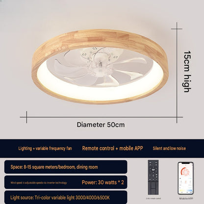 Japanse houten plafondventilator met geïntegreerde lamp