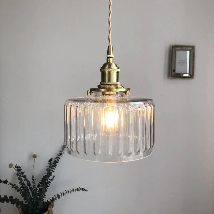 Cilinderhanglamp van gestructureerd glas