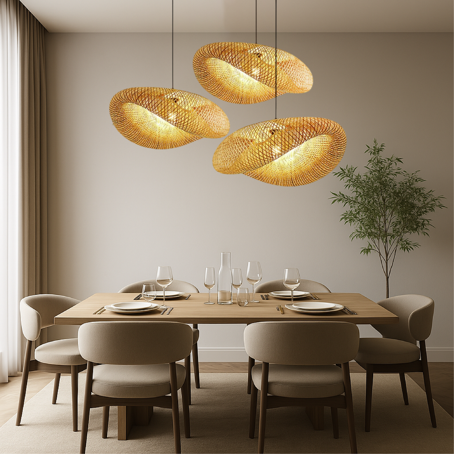 Natuurlijke bamboe hanglamp ontwerp