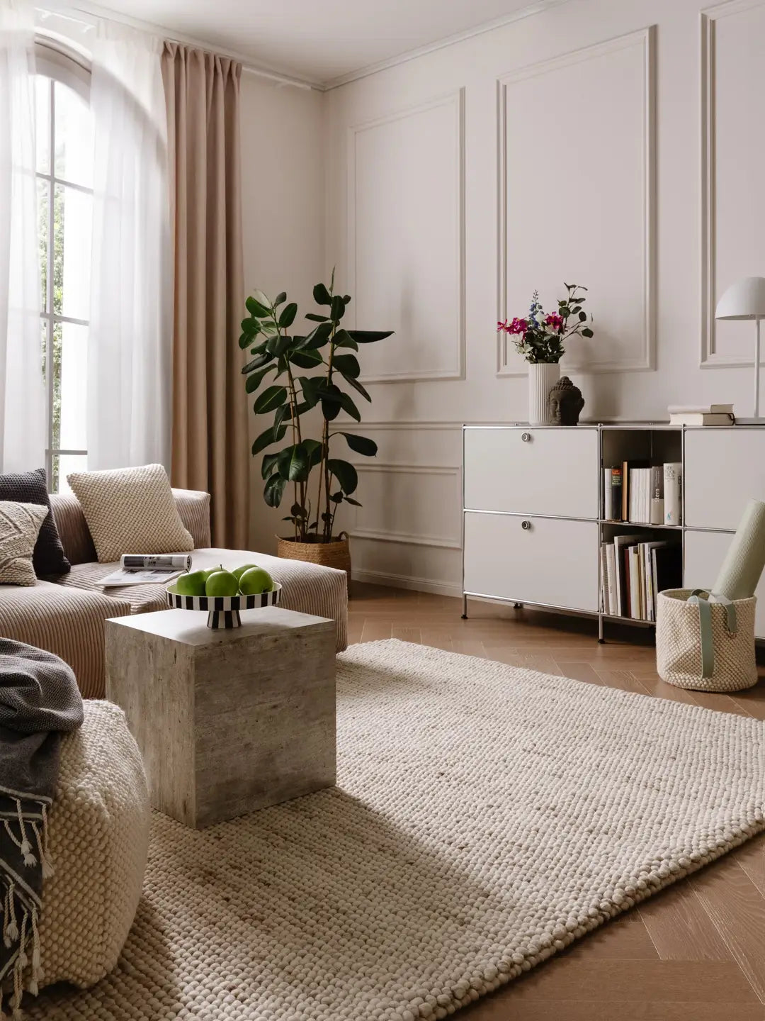 Handgeweven wollen vloerkleed Bubble