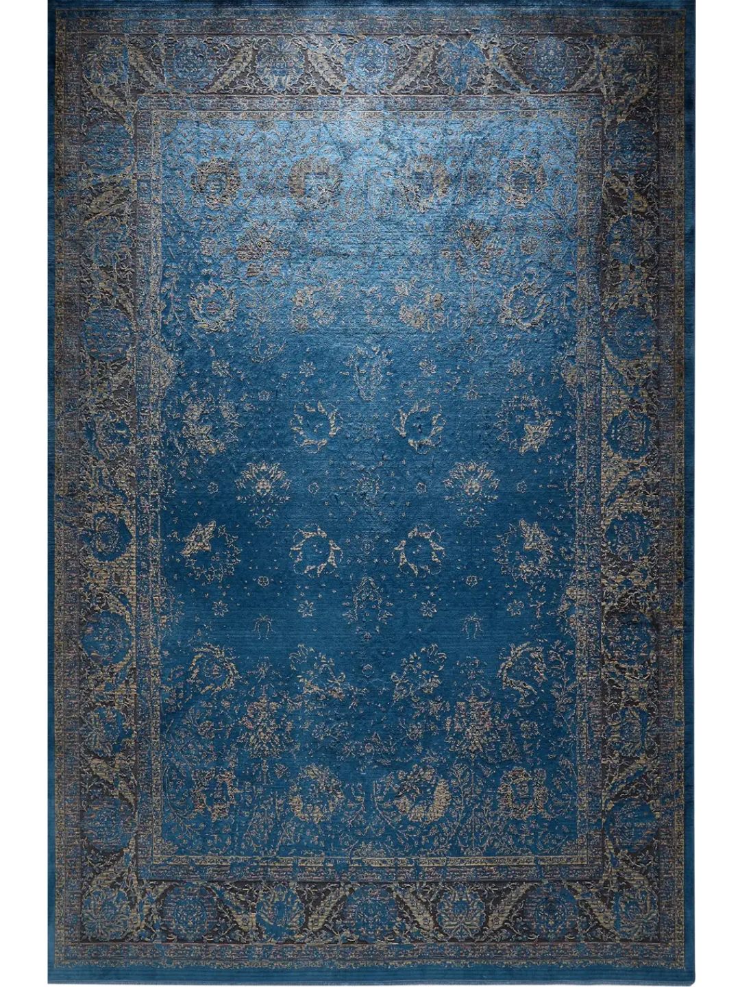 Blauwe vintage vloerkleed woonkamer