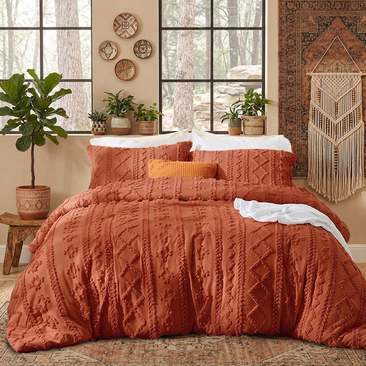 Boho-comforterset met reliëf