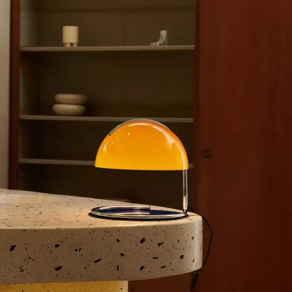 Postmoderne tafellamp van metaal en glas