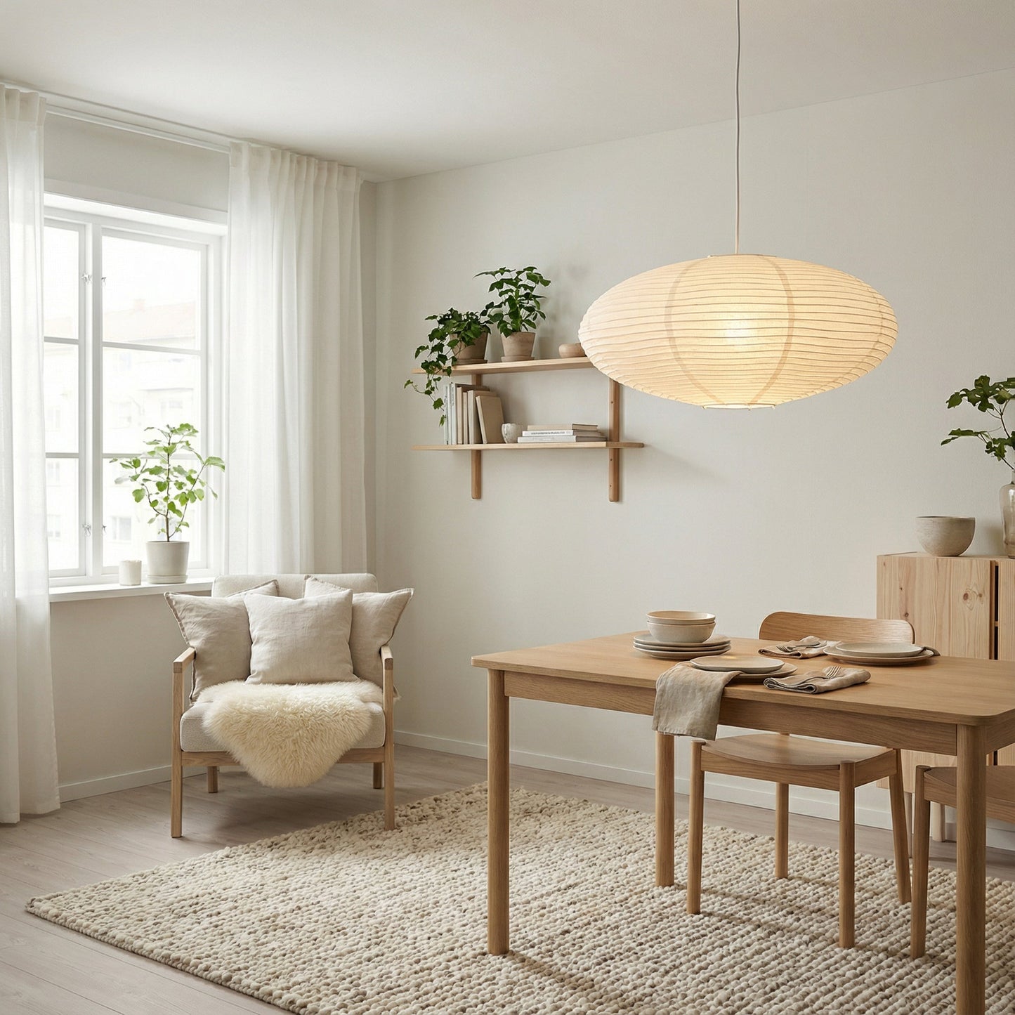 Minimalistische papieren hanglamp