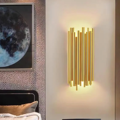 Moderne messing buis wandlamp