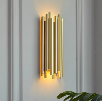 Moderne messing buis wandlamp