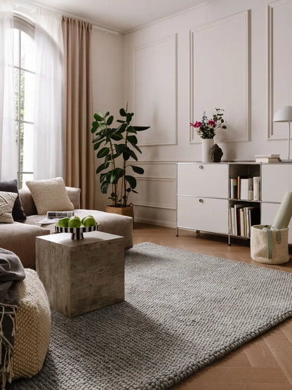 Handgeweven wollen vloerkleed Bubble