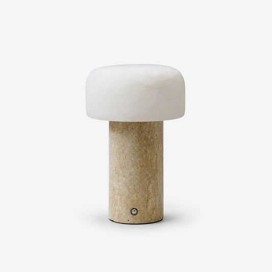 Brenvale wabi-sabi-tafellamp van travertijn