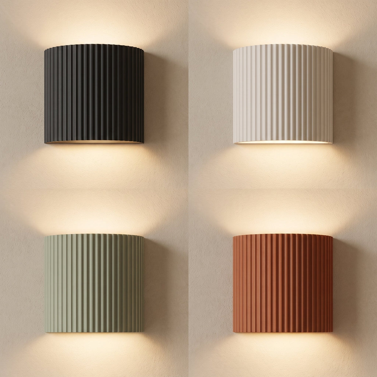 Wandlamp met geribbelde zuil