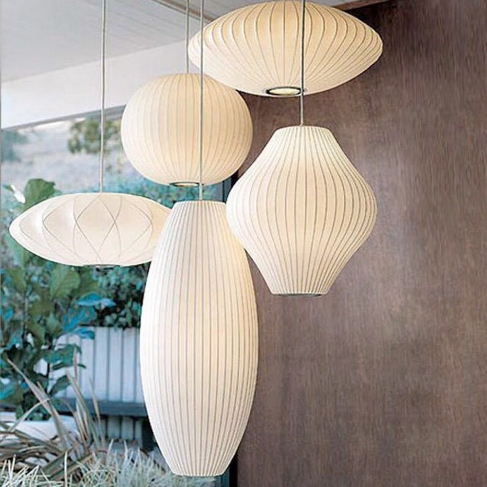 Hanglamp met geplooide zijden lampenkap