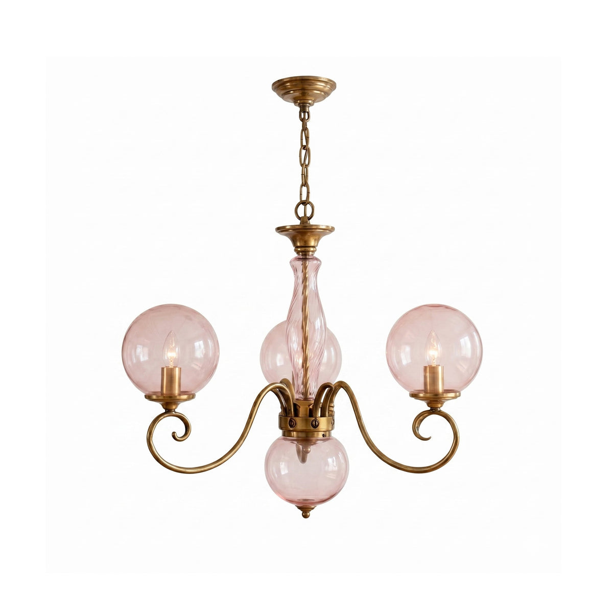 Gegoten messing globehanglamp