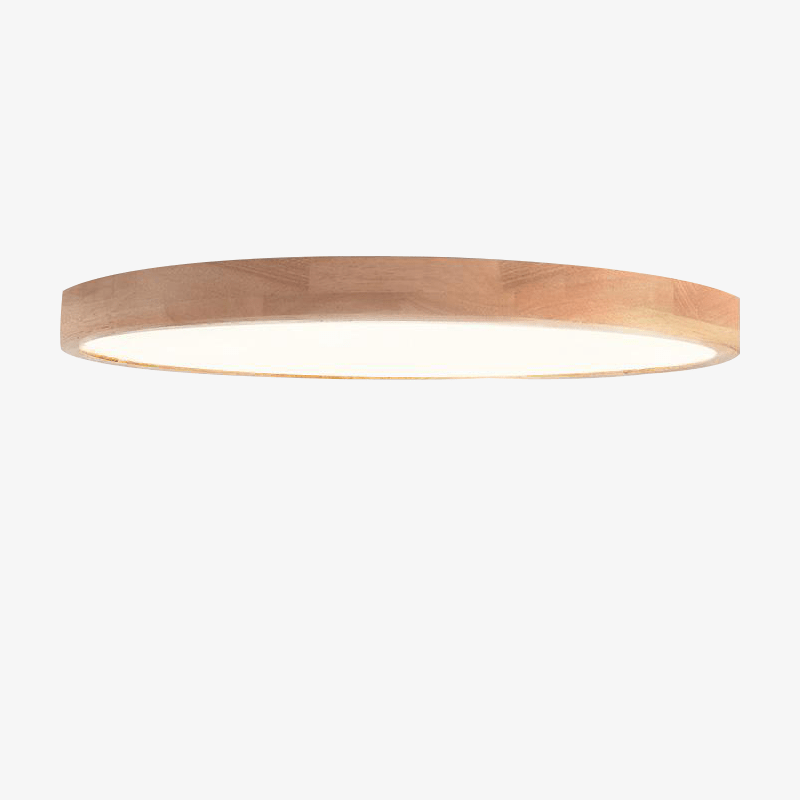 Lumivale Scandinavische plafondlamp van eikenhout, vlak gemonteerd