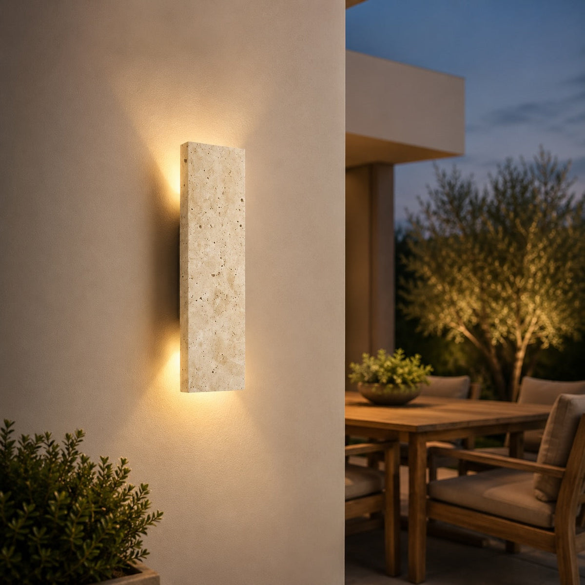 Travertijnen stenen wandlamp
