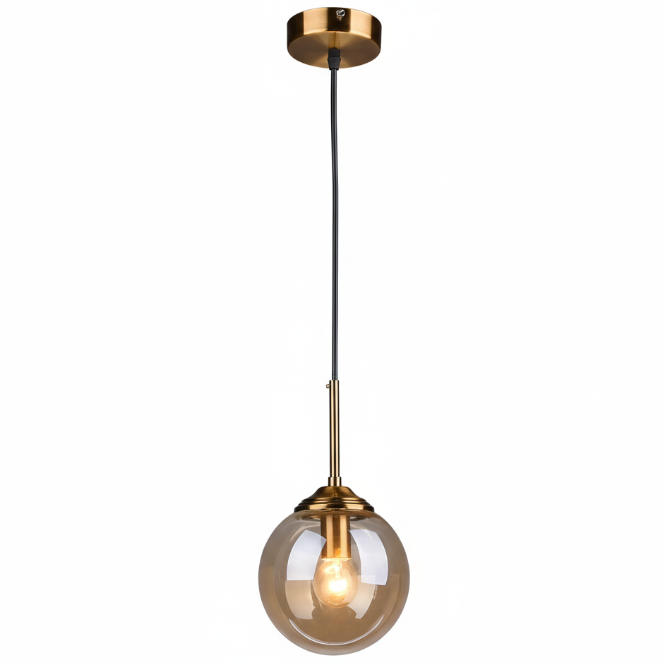 Orbelle Art-decoglazen hanglamp met messing bolvormige kap