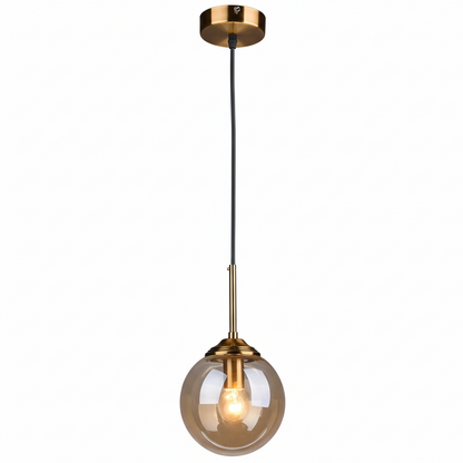 Orbelle Art-decoglazen hanglamp met messing bolvormige kap