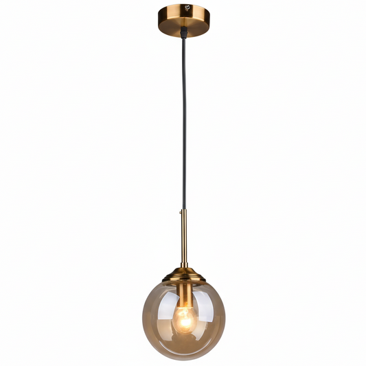 Orbelle Art-decoglazen hanglamp met messing bolvormige kap
