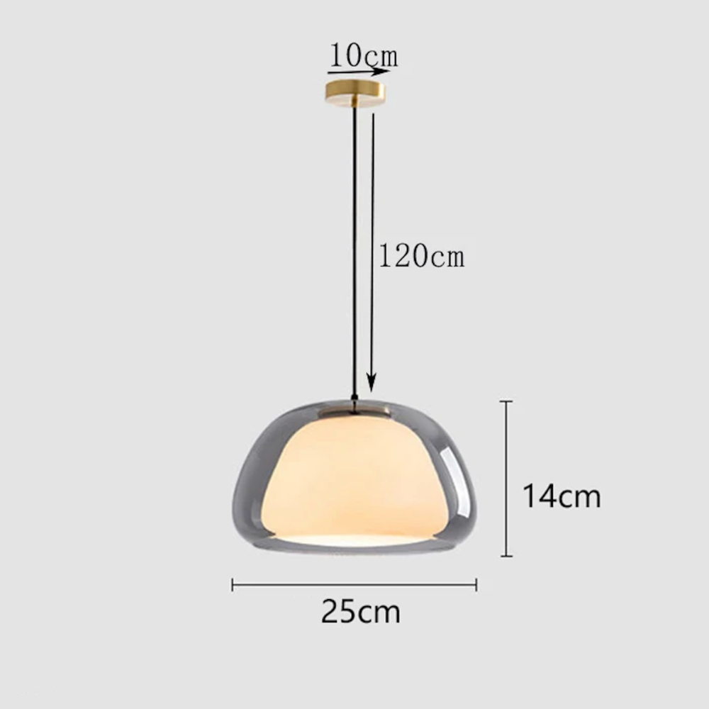 Hanglamp met getinte glazen koepel