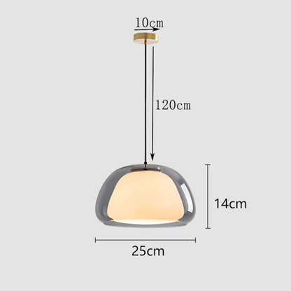 Hanglamp met getinte glazen koepel