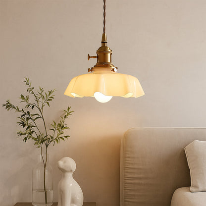 Coquille Franse hanglamp van geschulpt glas
