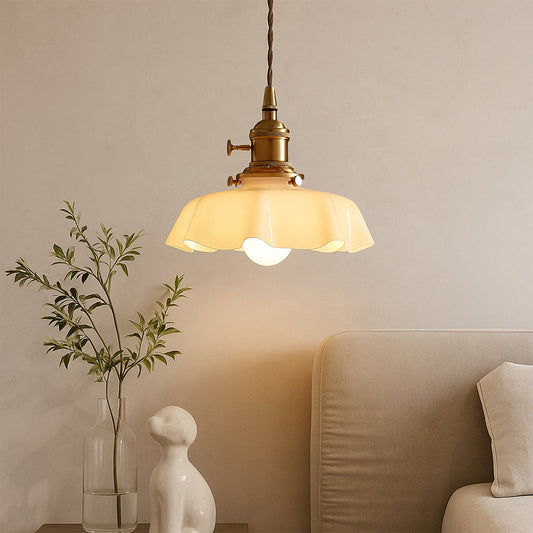 Coquille Franse hanglamp van geschulpt glas