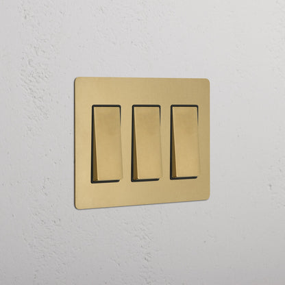 Quillane minimalistische messing-wipschakelaar met 3 schakelaars