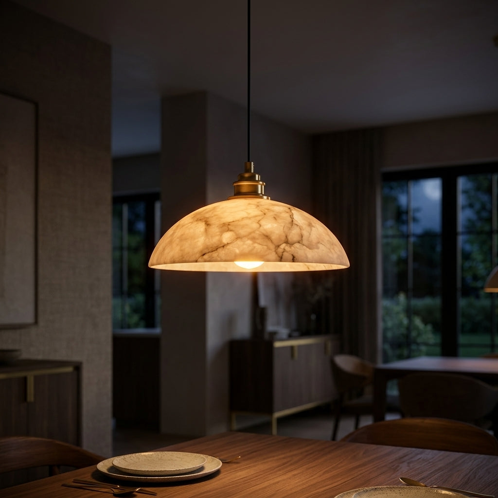 Hanglamp met albasten koepel