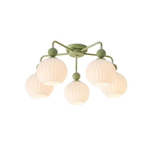 Geribd opalen glazen plafondlamp