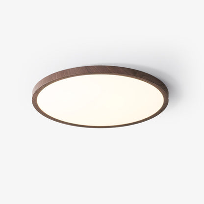 Slanke plafondlamp van walnoot met vlakke montage