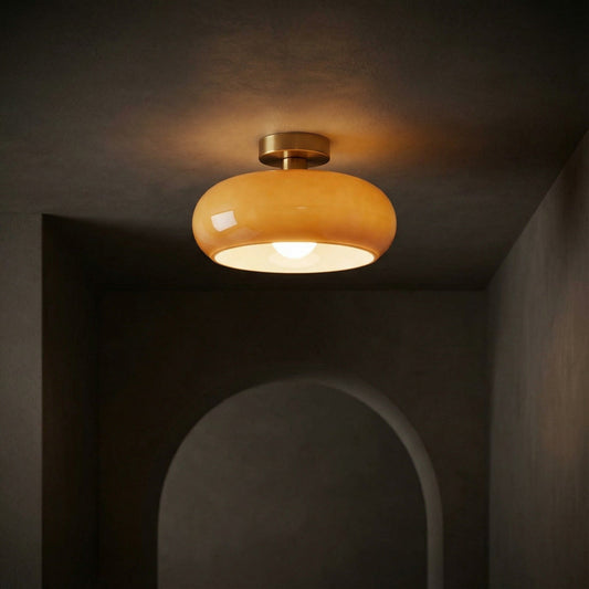 Glanzende half-inbouw plafondlamp van glas