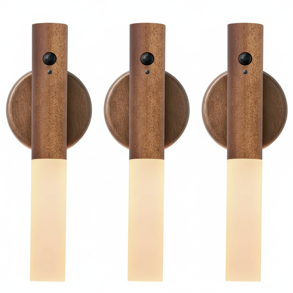 Oakmira minimalistische houten wandlamp met bewegingssensor