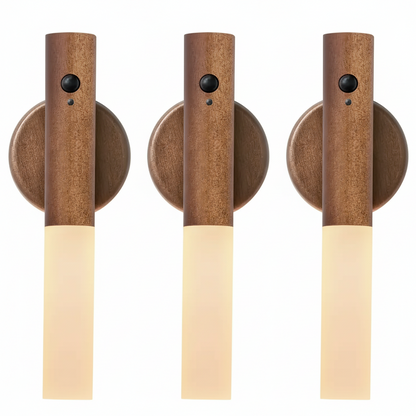 Oakmira minimalistische houten wandlamp met bewegingssensor