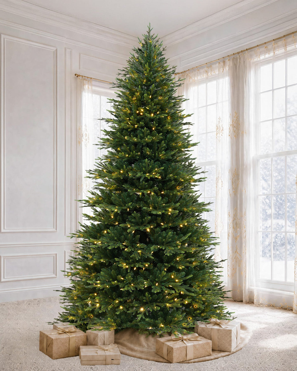 Skovra Classic PE/PVC 12ft voorverlichte kerstboom