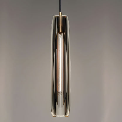 Messingkleurige hanglamp met kristallen staafjes