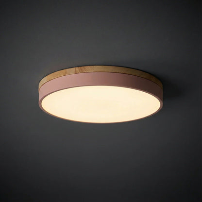 Dimbare plafondlamp met houten paneel