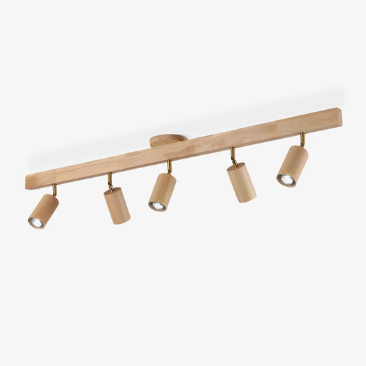Houten rail met spotjes