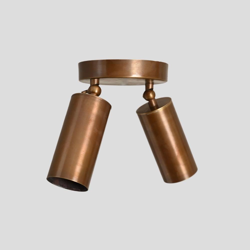 Duvessa mid-century plafondlamp met twee messing spots