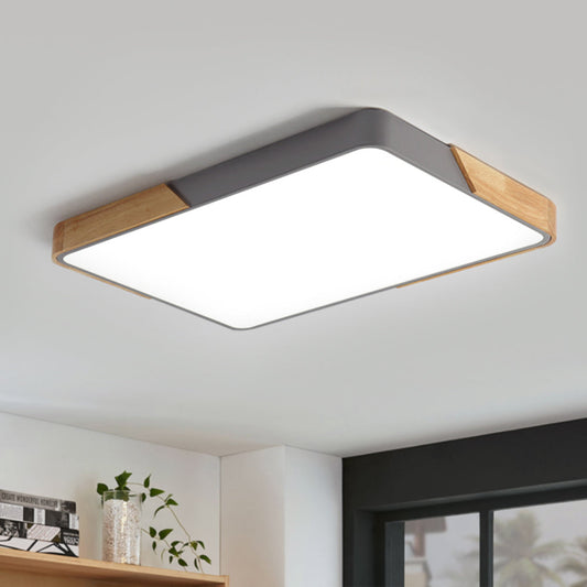 Quadrova Scandinavische rechthoekige houten led-plafondlamp