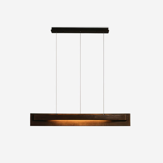 Lineaire houten led-kroonluchter