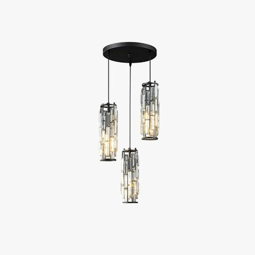 Hanglamp met gefacetteerde kristallen kolom