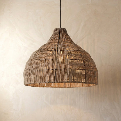 Natuurlijke gevlochten hanglamp in klokvorm