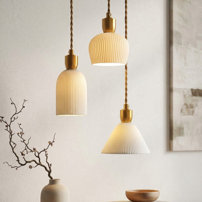 Geribde keramische koperen hanglamp