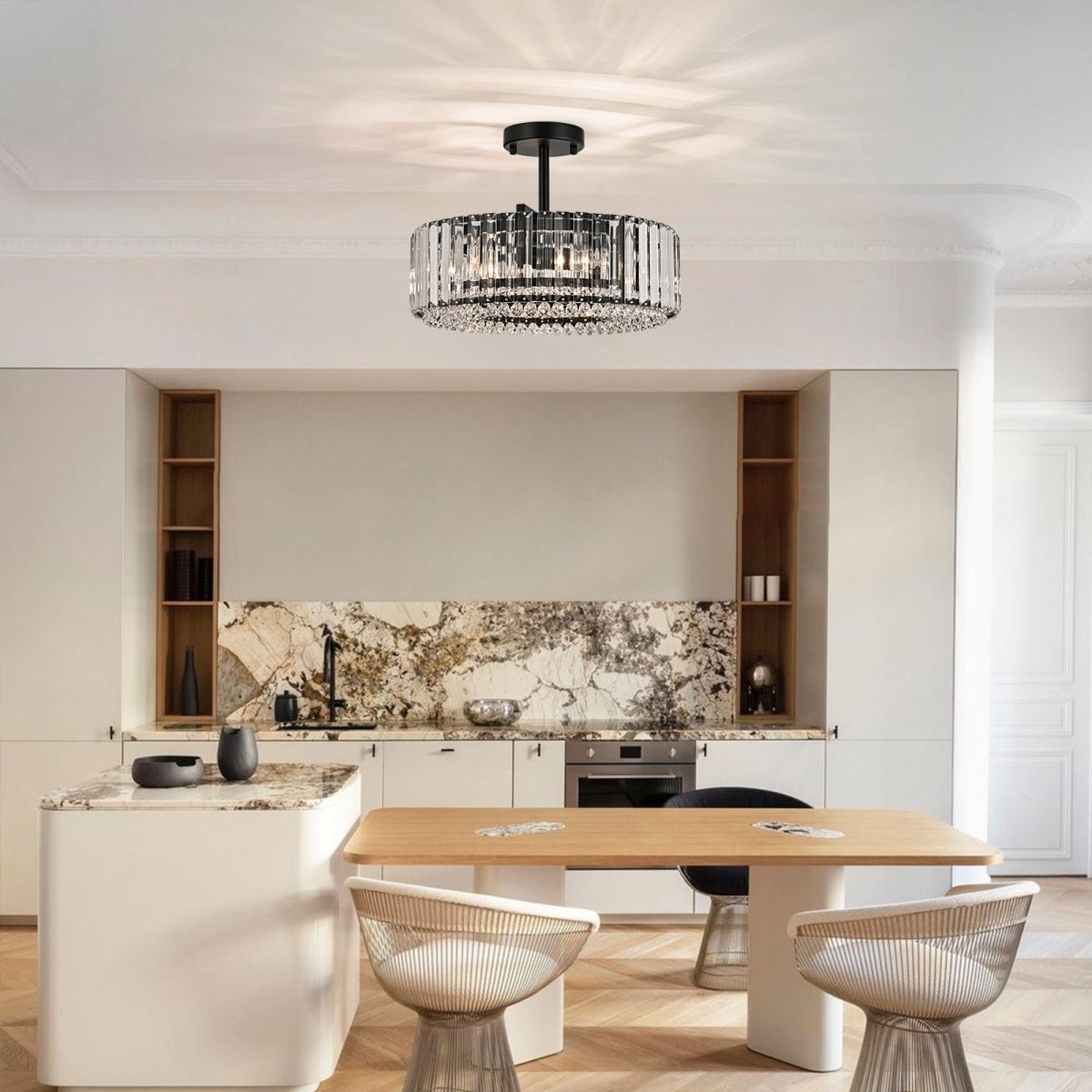 Glamoureuze gesneden kristallen plafondlamp