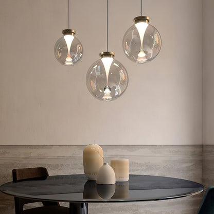 Hanglamp met bol van getint glas
