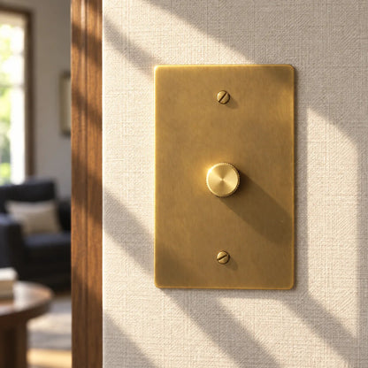 Brevanto vintage messing draaidimmer met 1 schakelaar