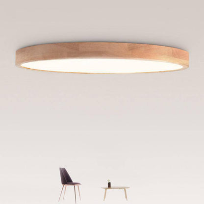 Lumivale Scandinavische plafondlamp van eikenhout, vlak gemonteerd