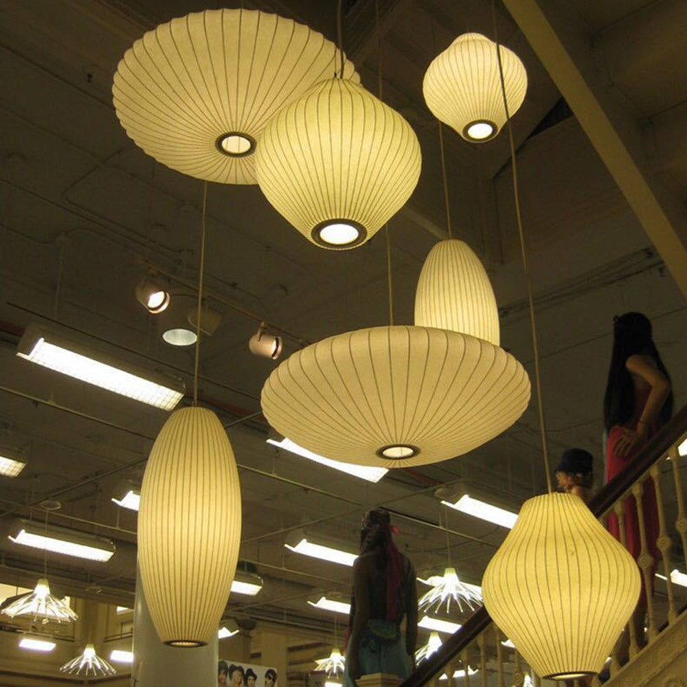 Hanglamp met geplooide zijden lampenkap