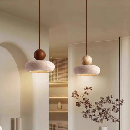 Velora Japandi-hanglamp van travertijn