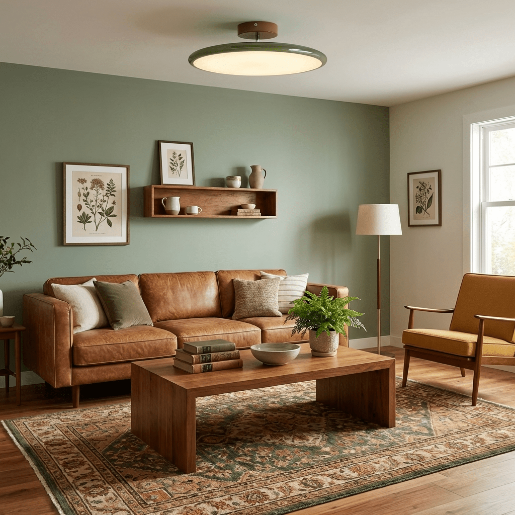 Ronde houten draaibare plafondlamp