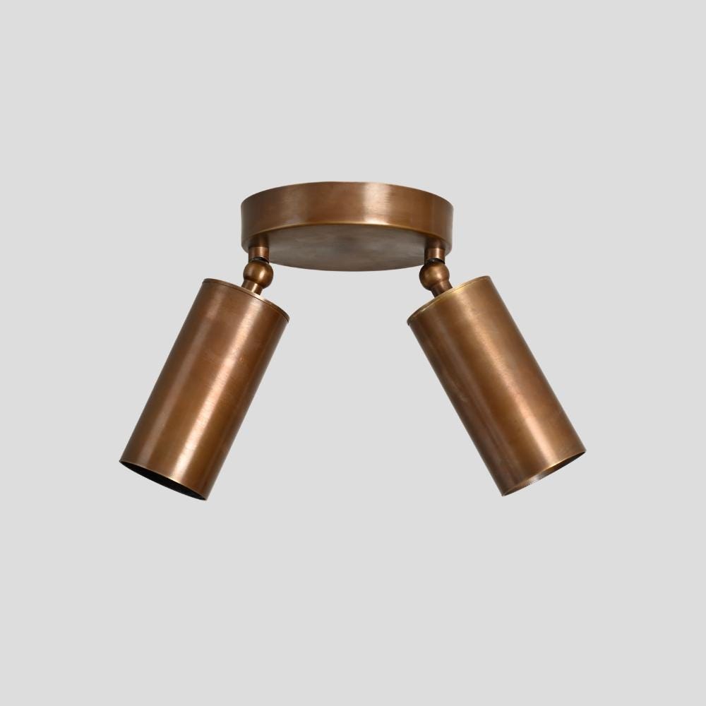 Duvessa mid-century plafondlamp met twee messing spots